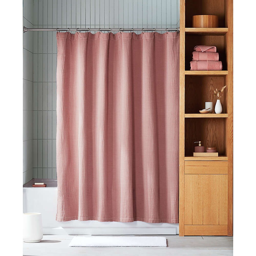 Haven Washed Faille Shower Curtain Cameo Brown Organic Cotton  Bed Bath Beyond