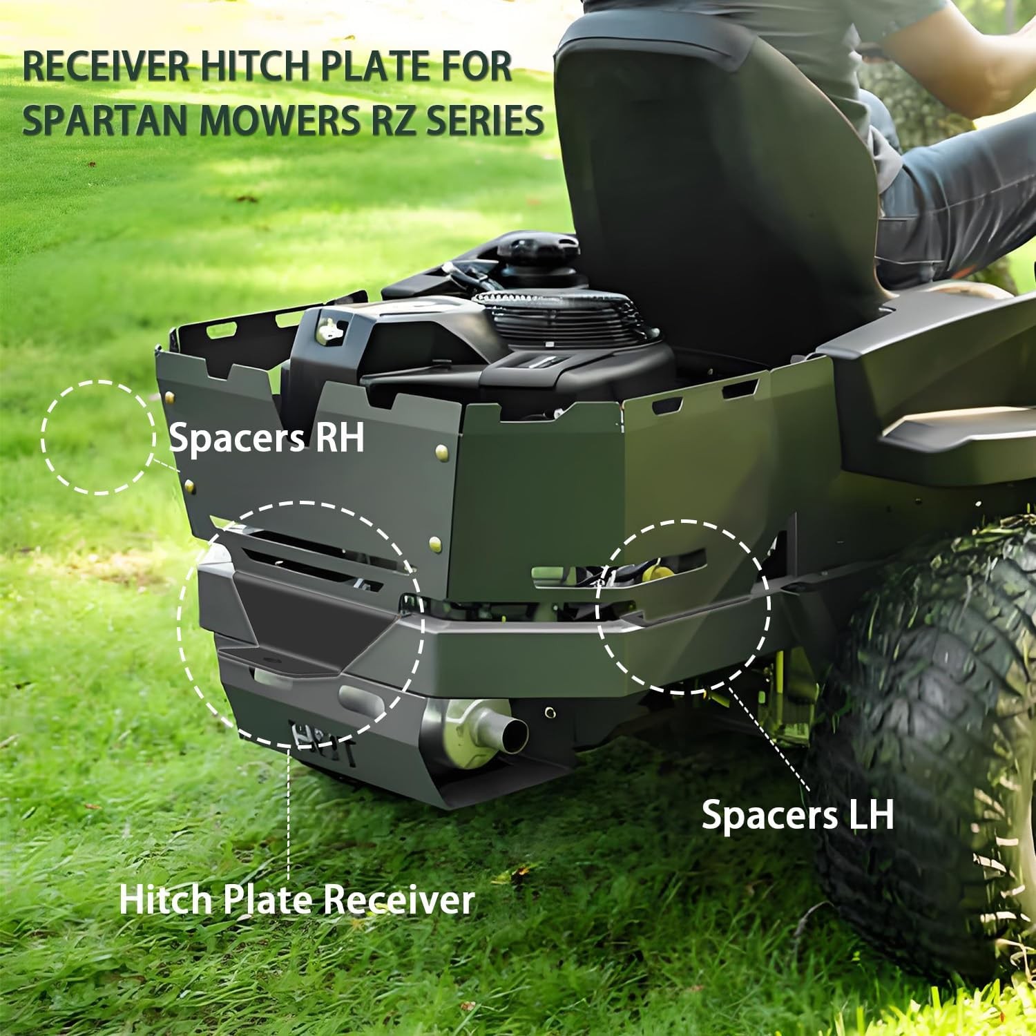 Receiver Hitch Plate for Spartan Mowers RZ Series, 1/4" Steel,(2016-2024 Models)