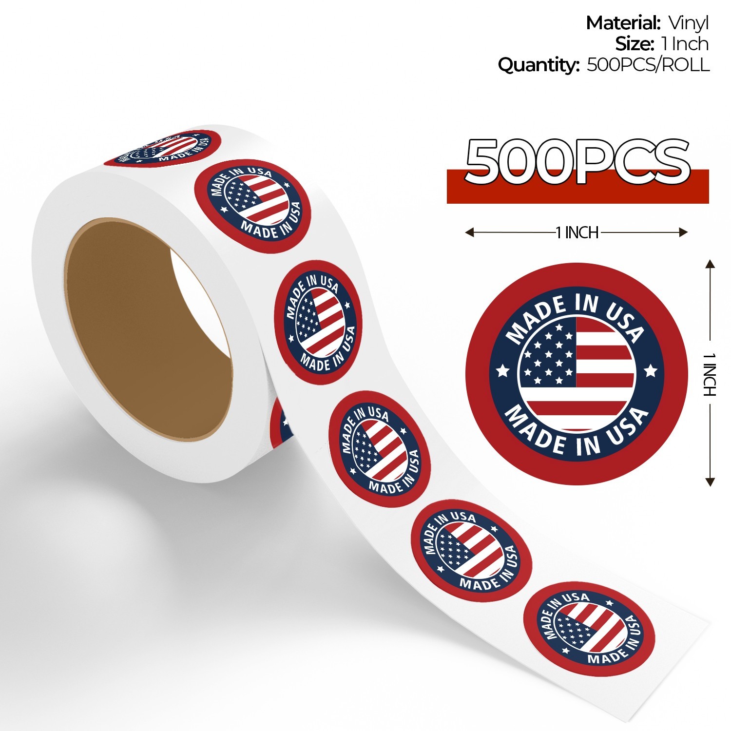 Made in USA Stickers – Round Labels for Small Business Packaging, Easy Peel