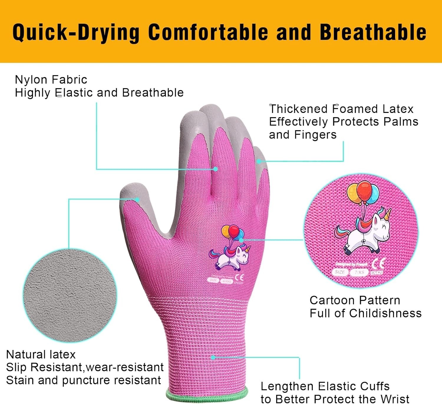 Ages 5-7 Kids Gardening Gloves,Yard Work Gloves for Toddlers, Youth, Girls, B...