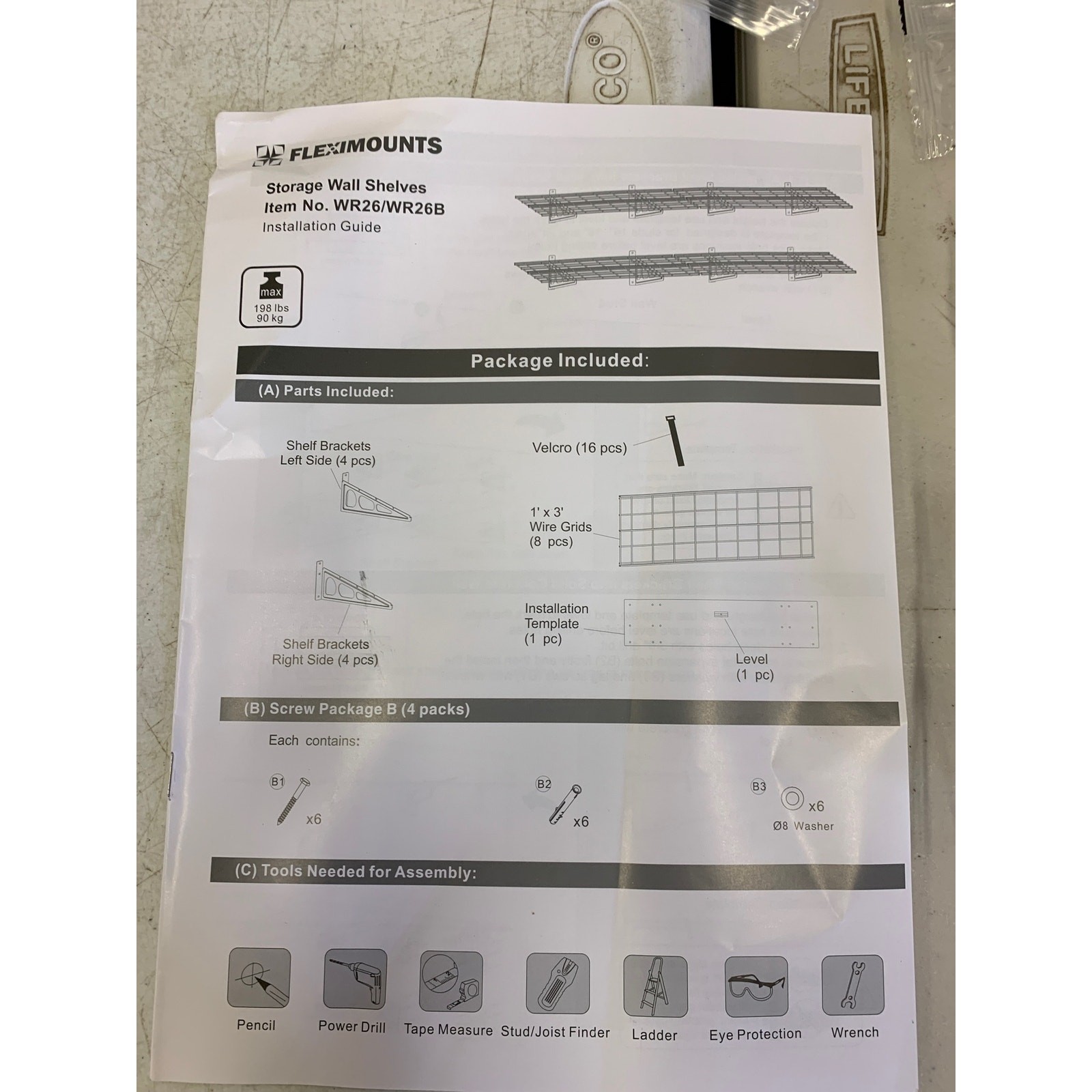 2-Pack FLEXIMOUNTS 2x6ft Garage Shelving Wall Shelf Wall Rack Black WR26B