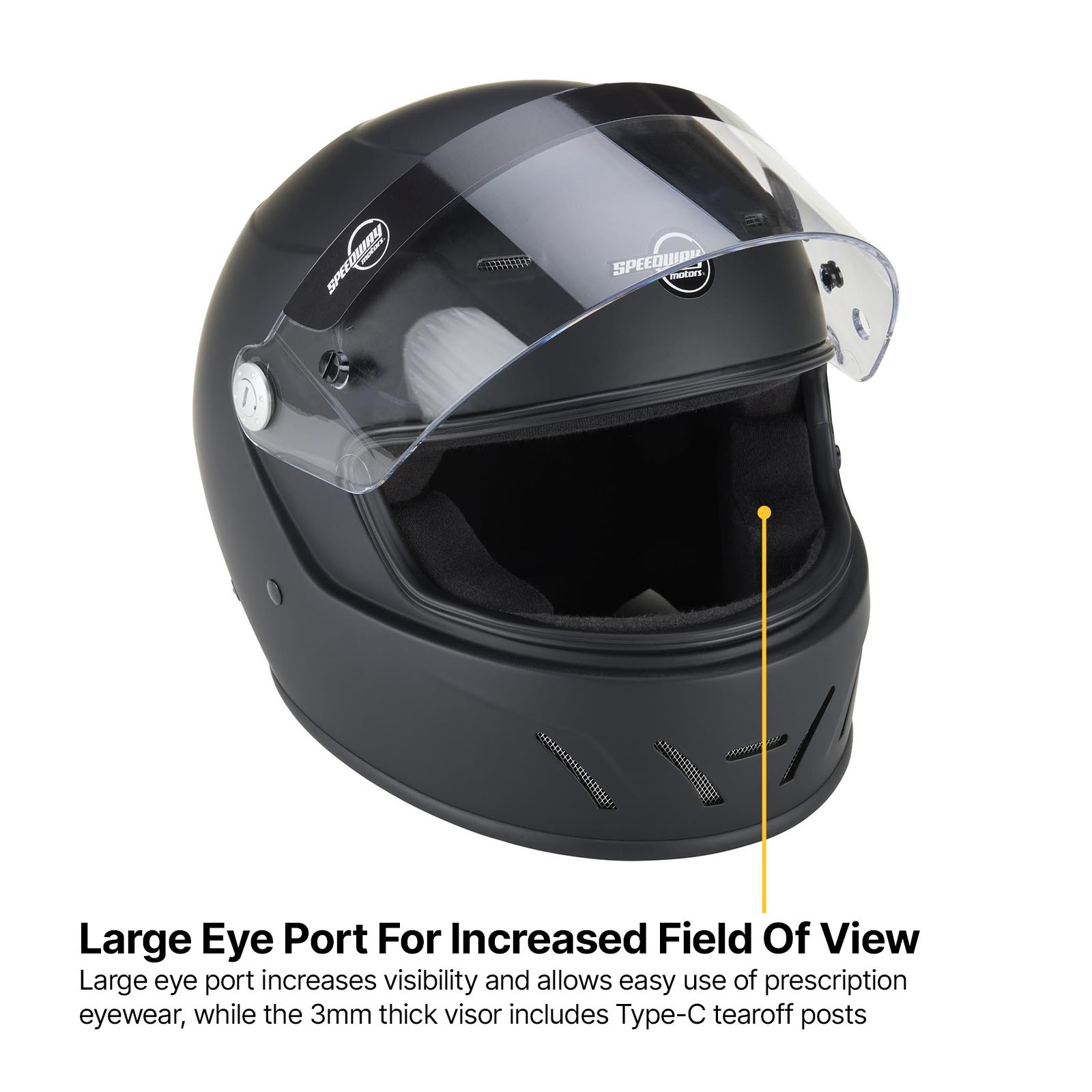 Speedway Motors Lightweight SA2025 Racing Helmet, Flt Black, L