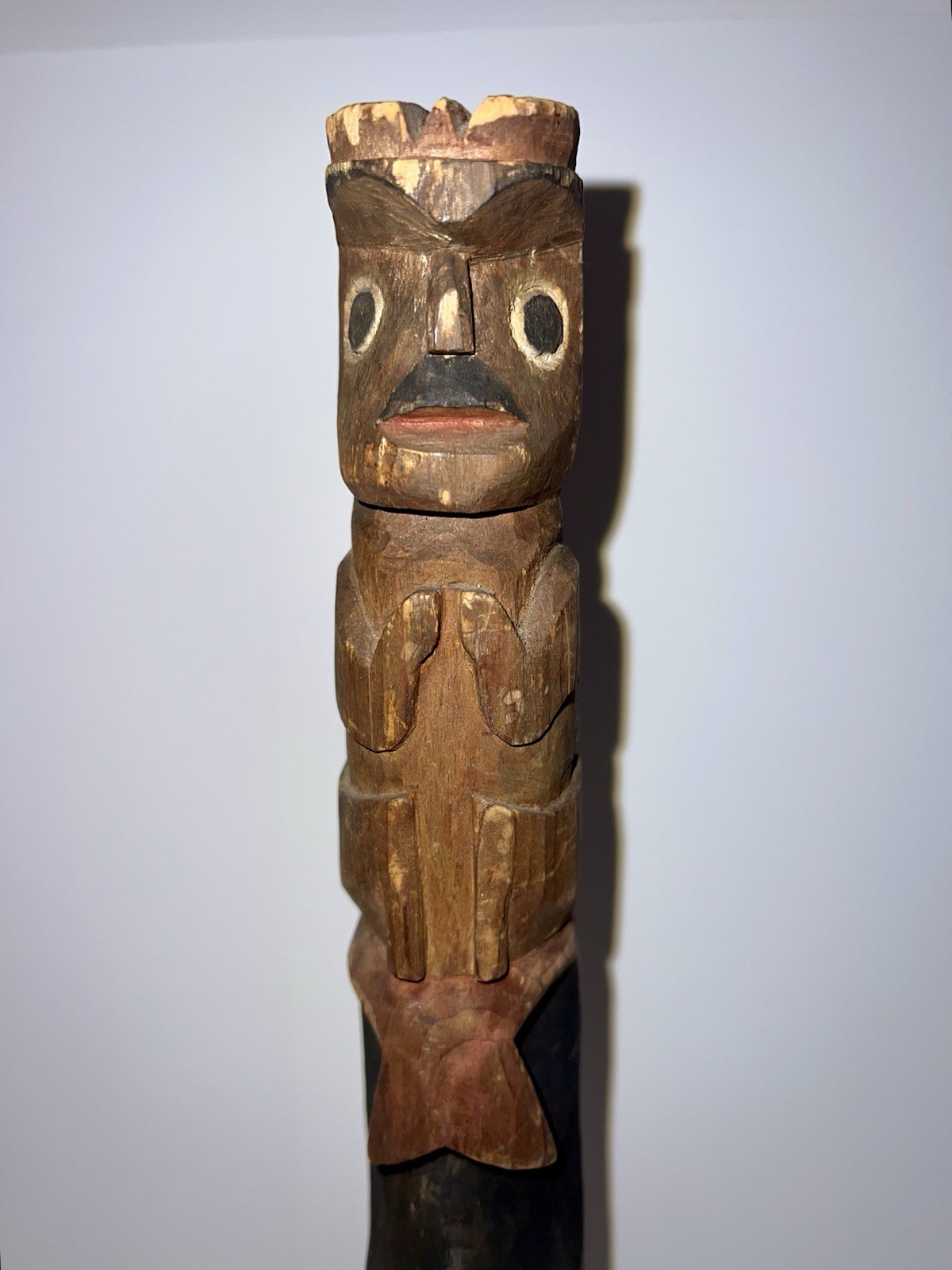 Native American Indian Pacific Northwest Coast Wood Cavred Totem; 13 1/2" Tall
