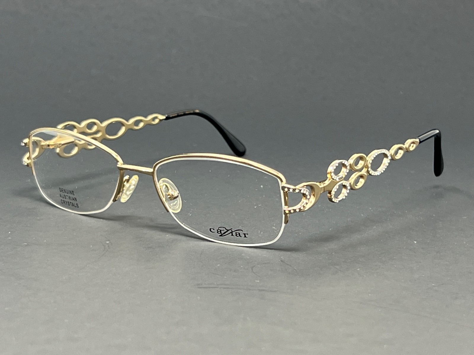 Caviar M2312-C21 Gold 53mm Women's Eyeglasses Crystals Half Rim Optical Frames