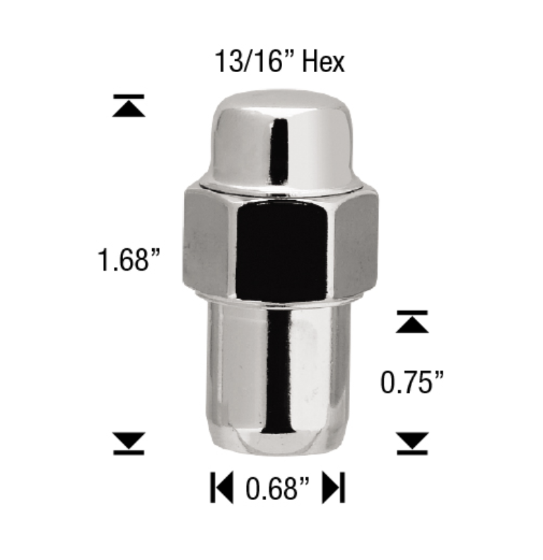 (20) Lug Nuts 7/16-20 Chrome Mag Wheel Nuts .75" Shank Camaro Chevelle Corvette