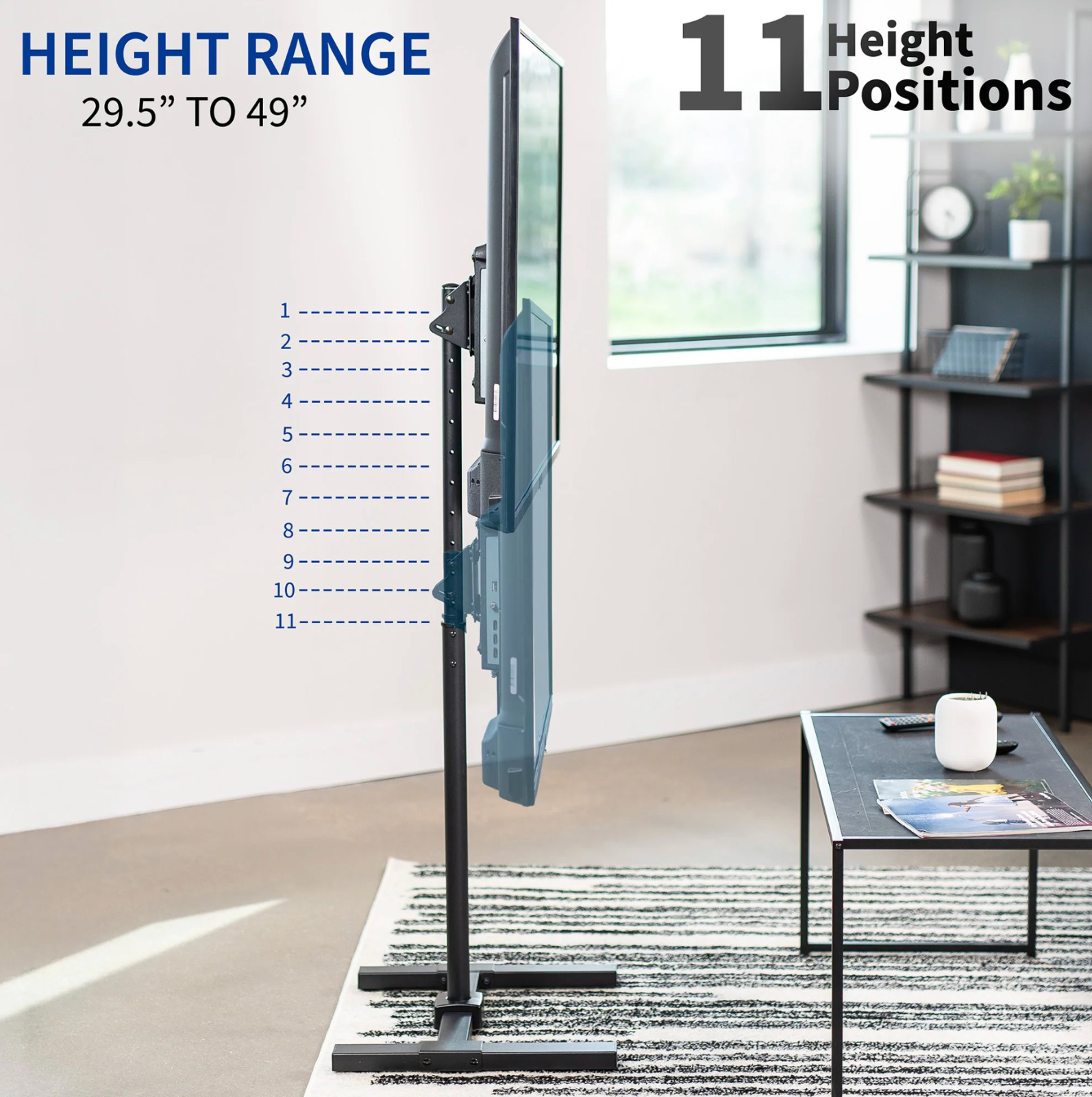 VIVO TV Display 13" to 50" Floor Stand, Height Adjustable Mount for Flat Screen