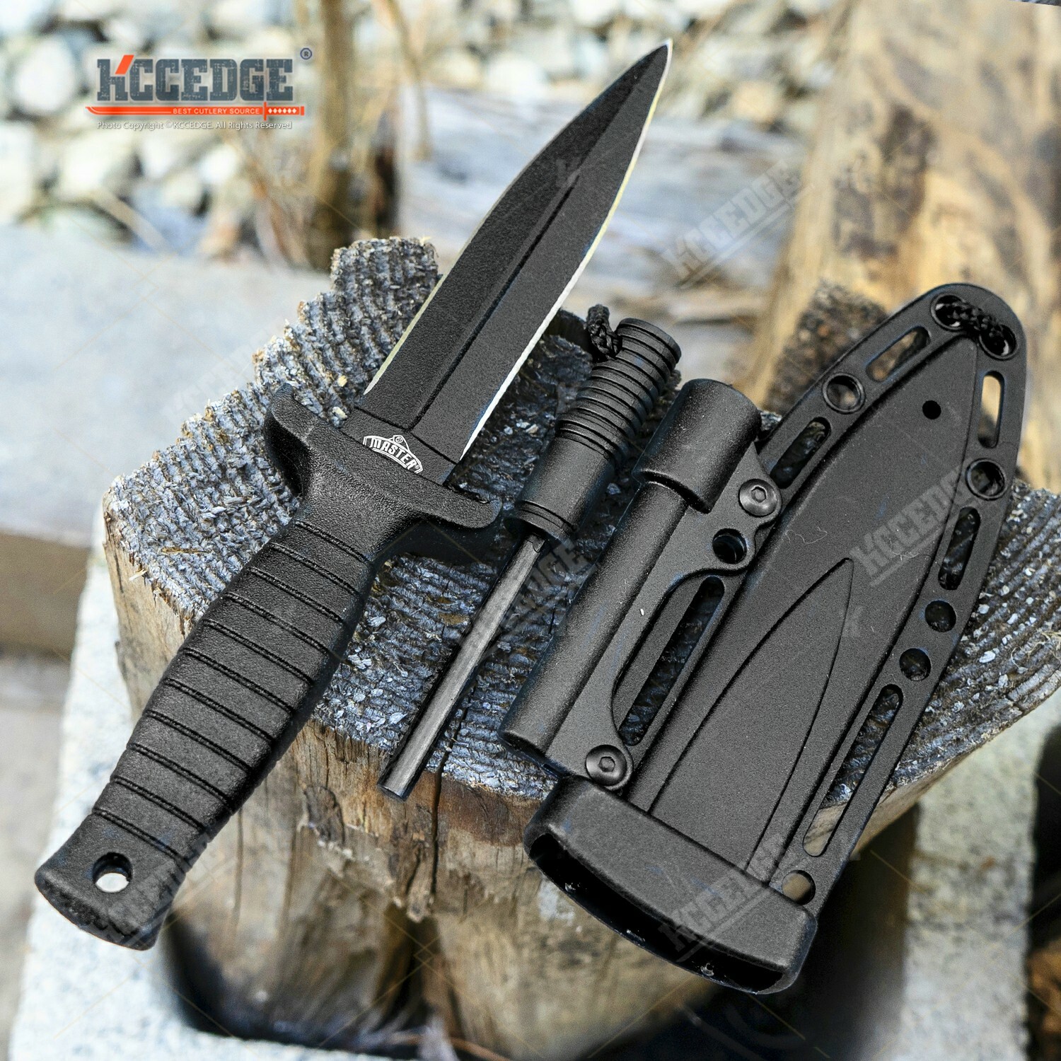 7" Emergency Knife W/ Fire Starter In Sheath Camping Knife Fixed Blade Knife