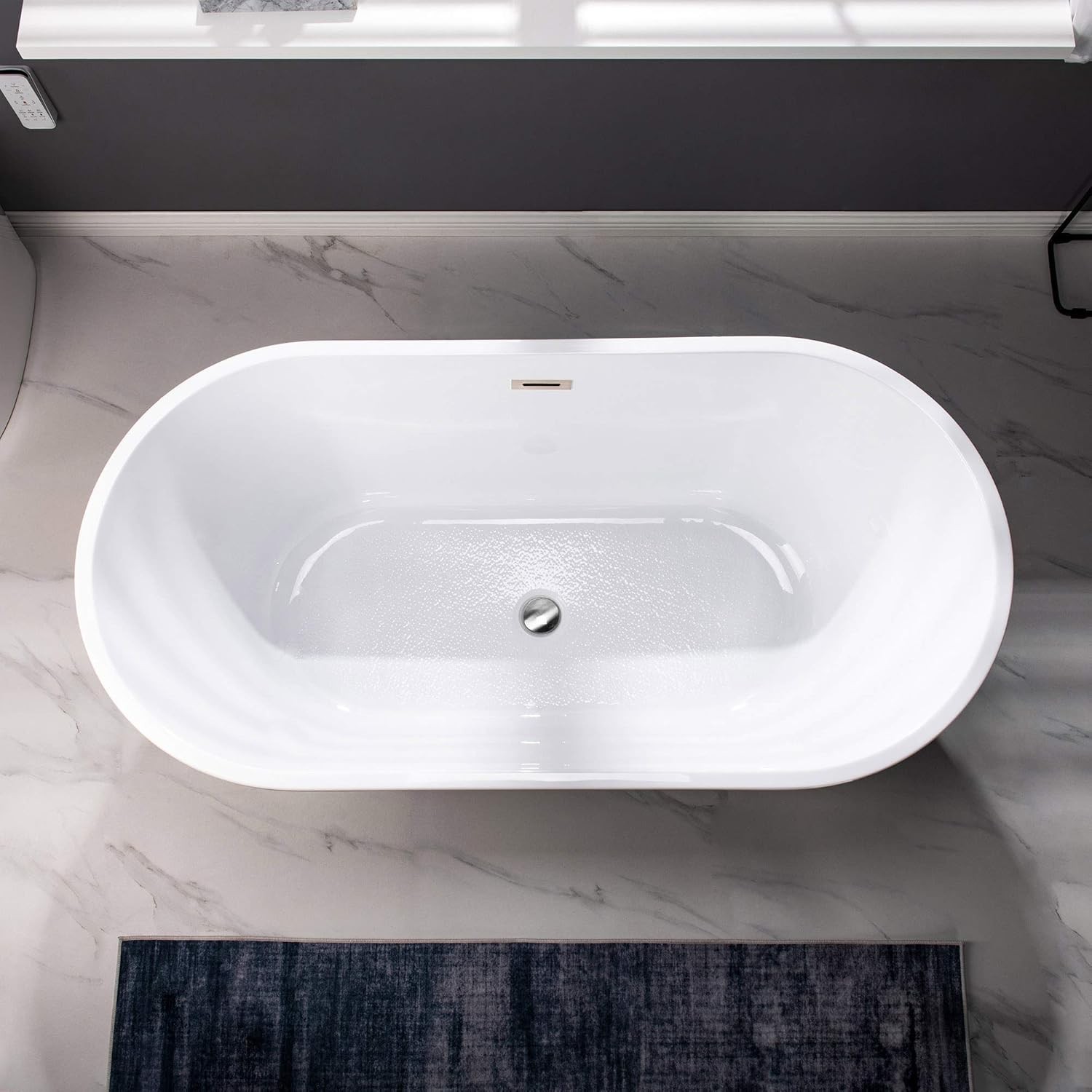 59 inch Bathroom Tub Made of Acrylic Glossy White Finish Freestanding Bathtub