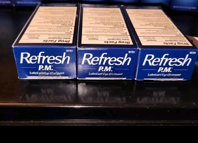 3 Lot REFRESH P.M. PM Preservative-Free Eye Ointment .12oz (3.5g) [Exp: 2027+]