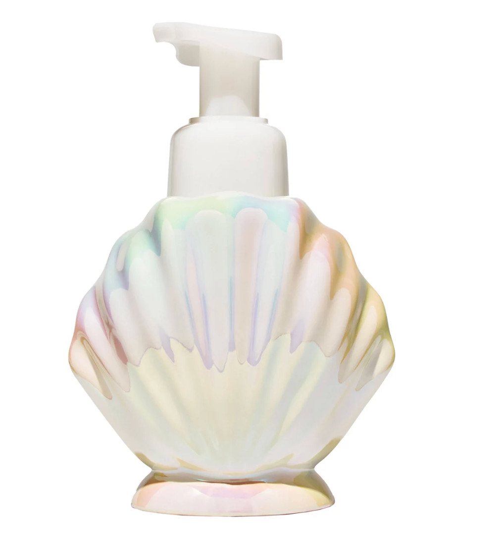 Bath & Body Works Ceramic CLAM SHELL Gentle Foaming Soap Dispenser Holder