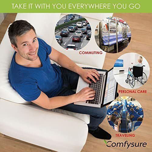 COMFYSURE Car Seat Wedge Pillow – Memory Foam Firm Cushion - Orthopedic