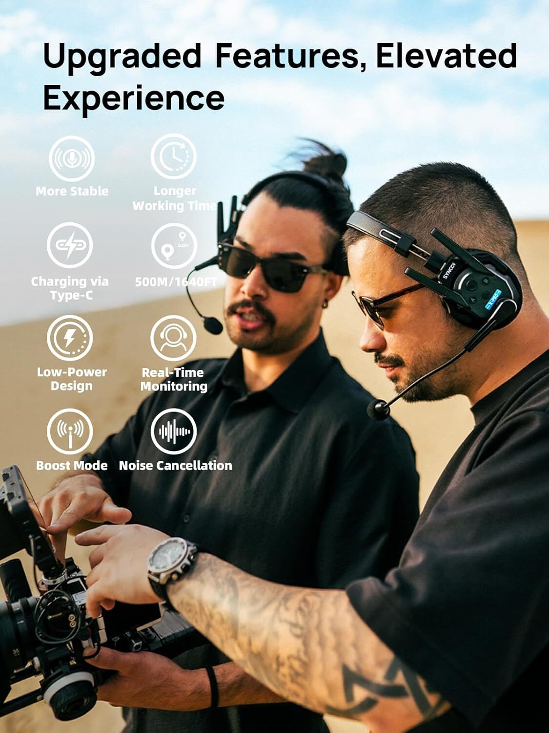 SYNCO XTALK XPRO2 Wireless Intercom Headset 2.4GHz Communication System Headsets