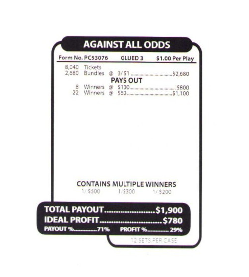 Pull Tab Tickets - Jars - Game - Against all odds- 2,680 ct