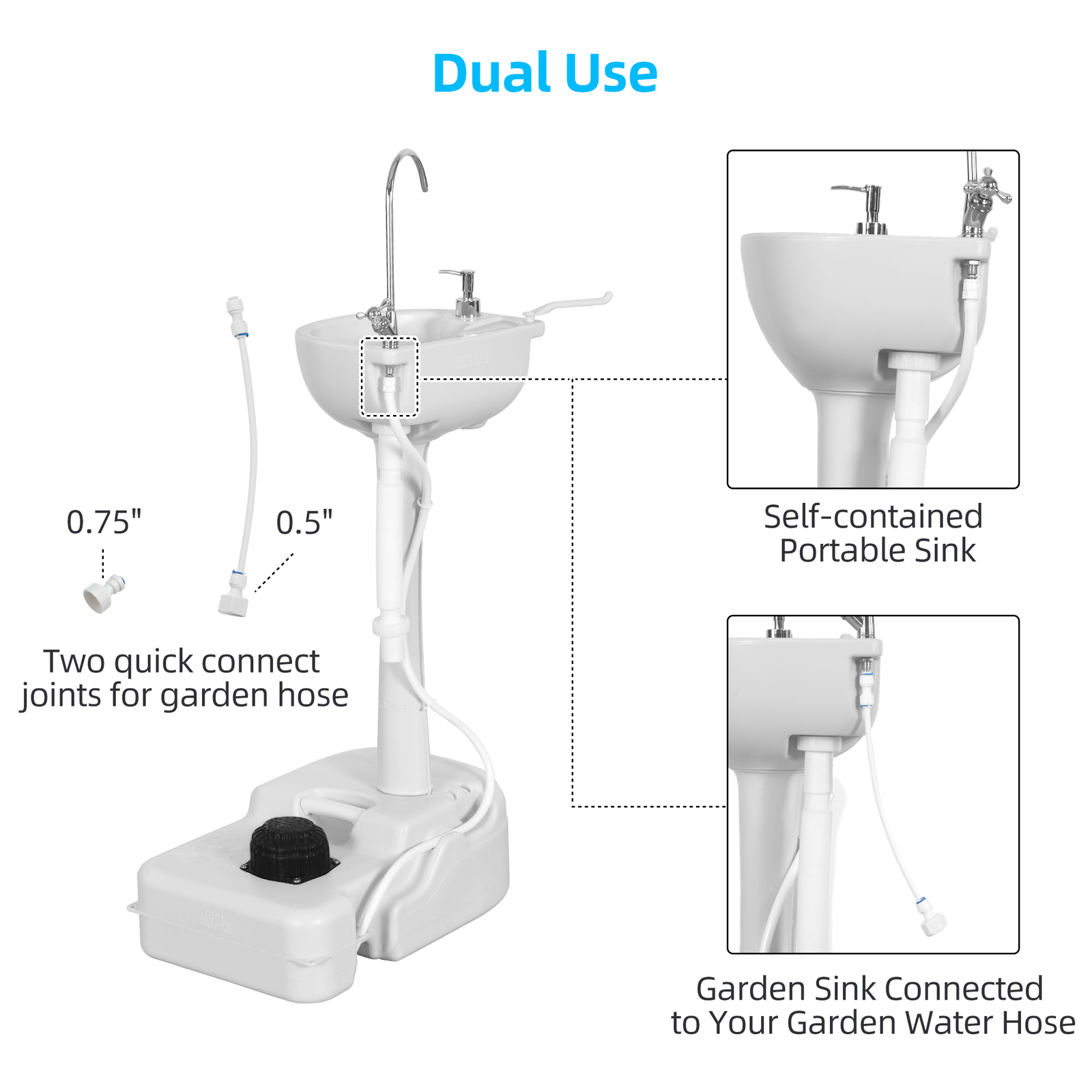 Upgrated Portable Wash Sink Camping Washing Station with 17 L Wash Basin Stand
