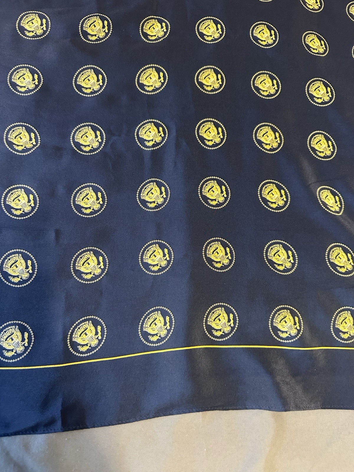 Presidential Seal Repeating Print Square Silk Scarf 29”X29” Bill Clinton Navy