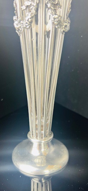 1907 J.B & Co. Birmingham Weighted Sterling Silver Vase with Glass Liner w/ Mono
