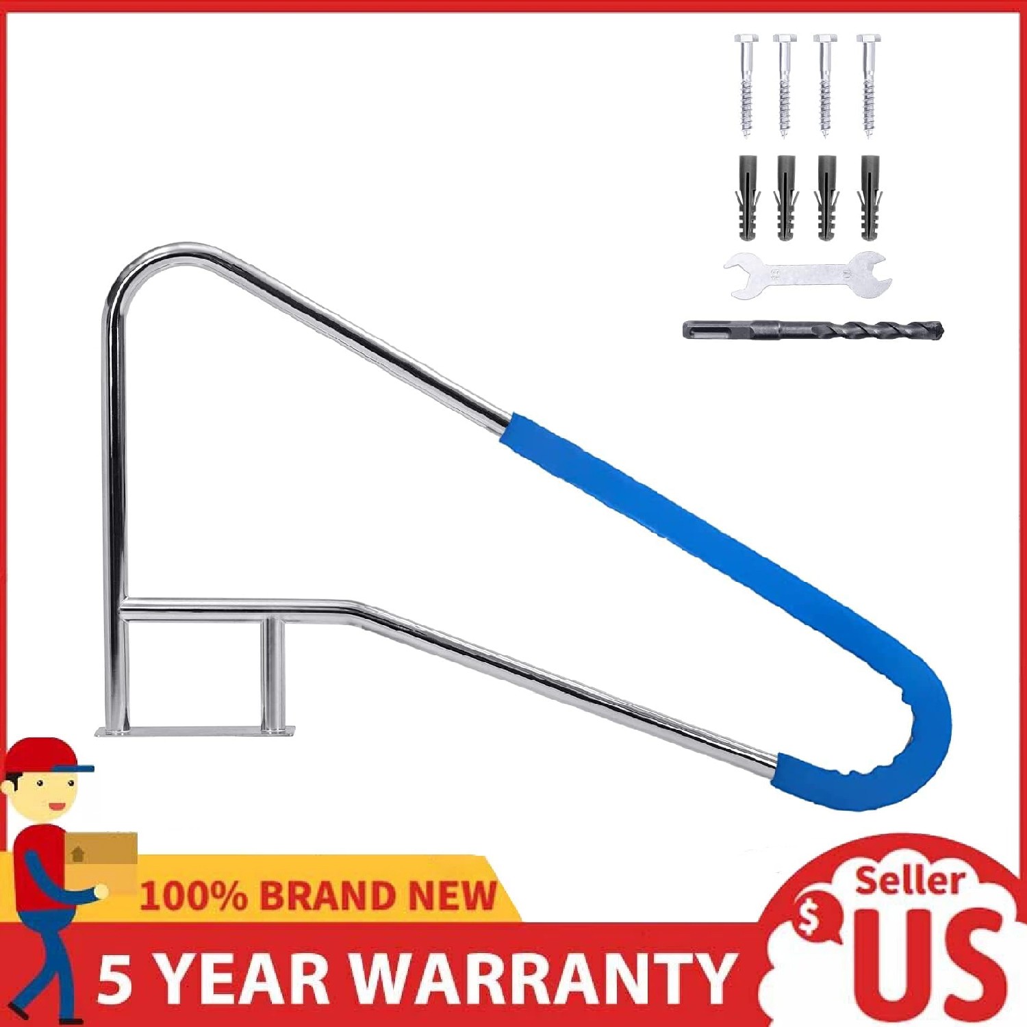 55"x32" Stainless Steel Pool Handrail ,Swimming Pool Rail Step Stair Hand Rails