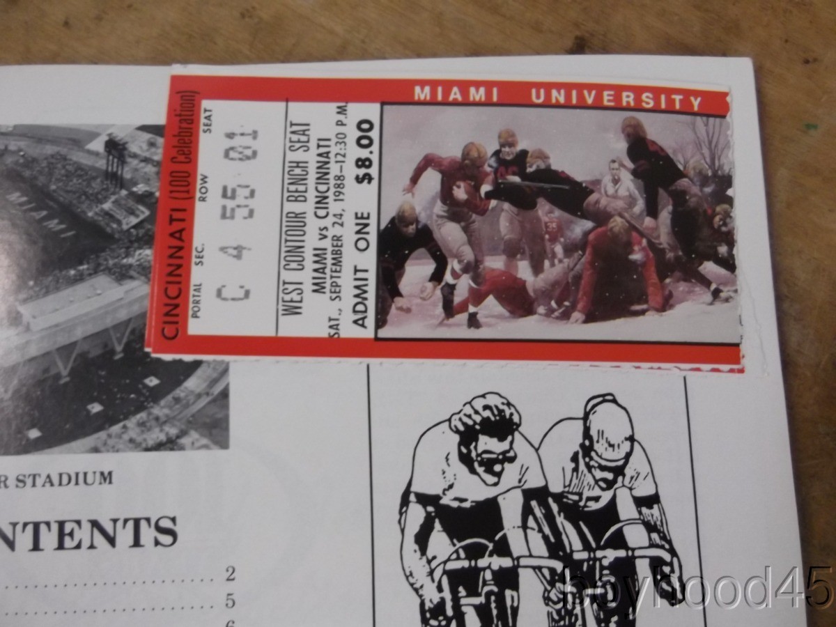 The 100 YEARS GAME PROGRAM--MIAMI OF OHIO VS. CINCINNATI--1988