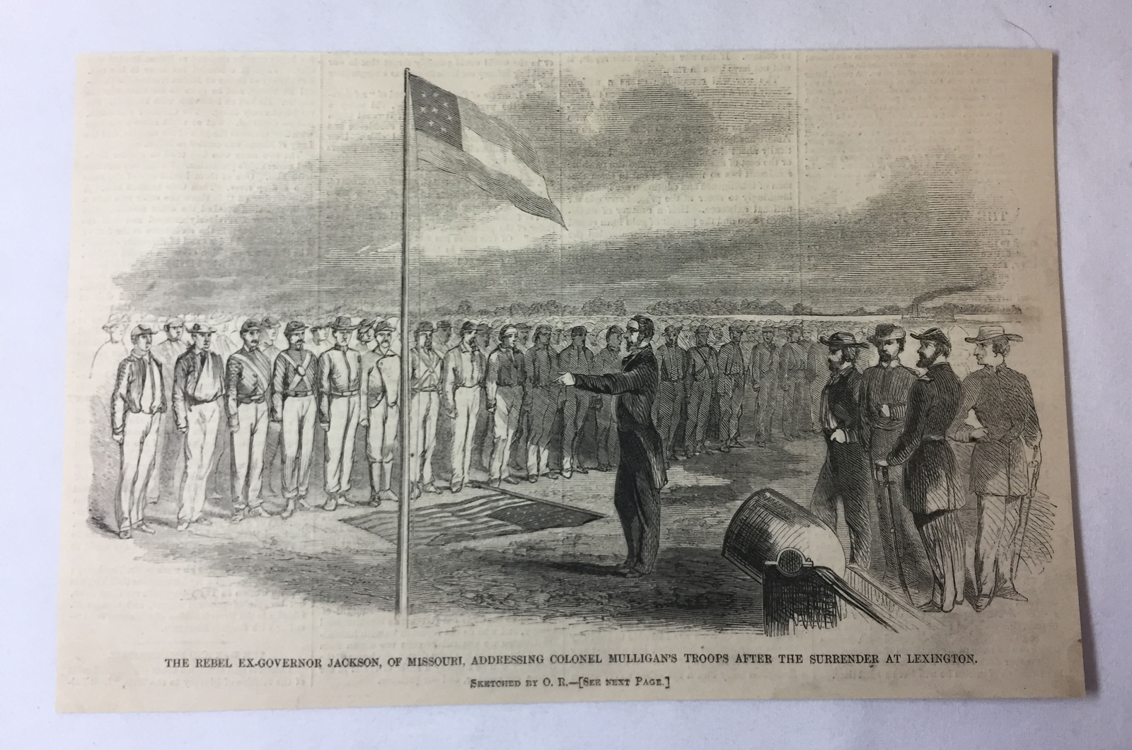 1861 magazine engraving~REBEL CLAIBORNE FOX JACKSON OF MISSOURI after Lexington