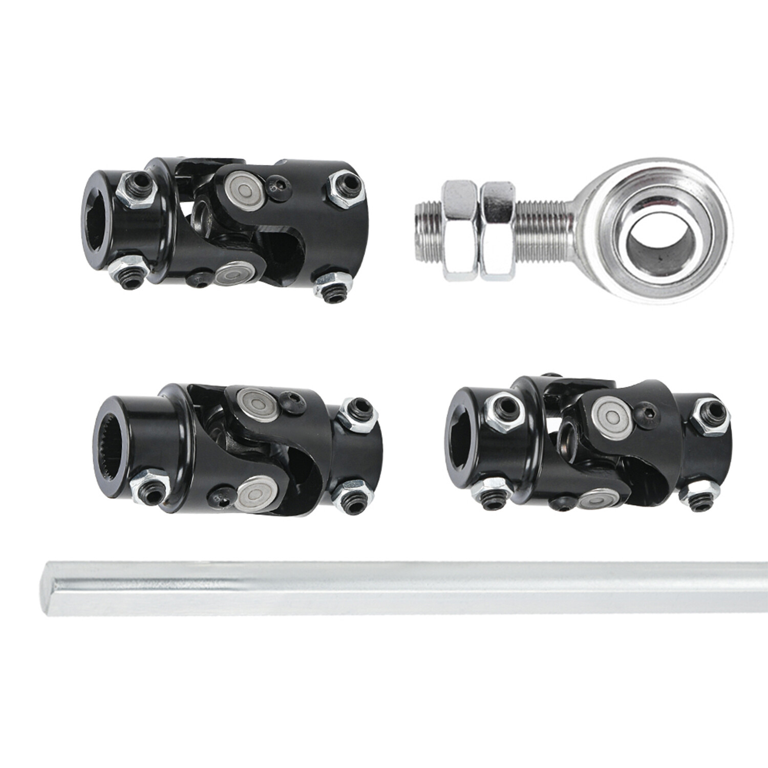 Steering Box Black U Joint 36" Steel Steering Shaft + 3/4" Support Bearing GM