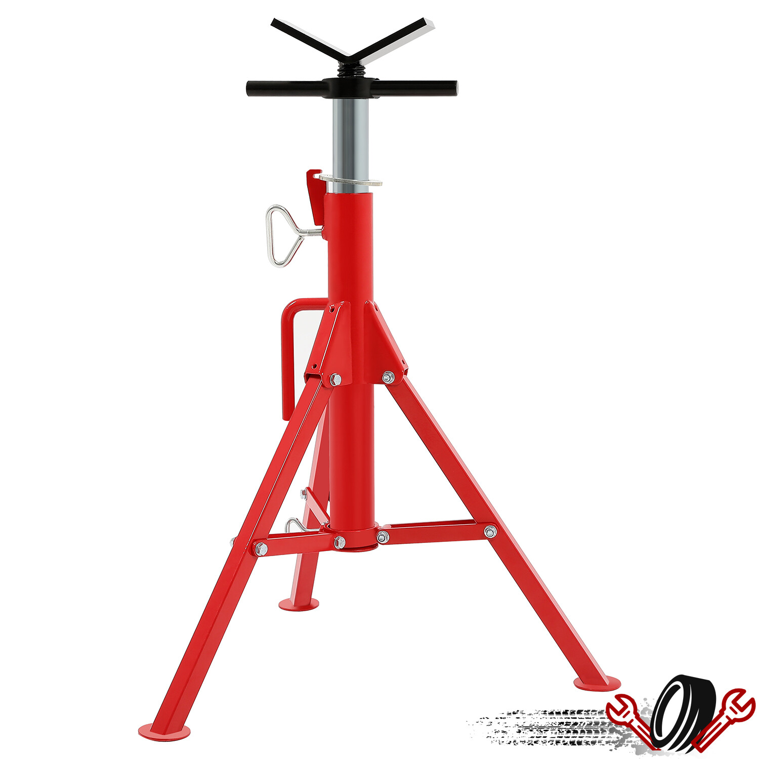 2500Lb Steel V-Head Pipe Stand Folding Tripod Pipe Jack Stand Height Pipe
