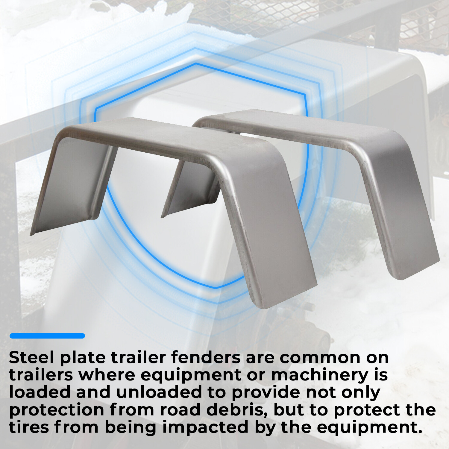 Set of 2 Square Steel Cargo Trailer Fenders Pair 14"-16" wheels