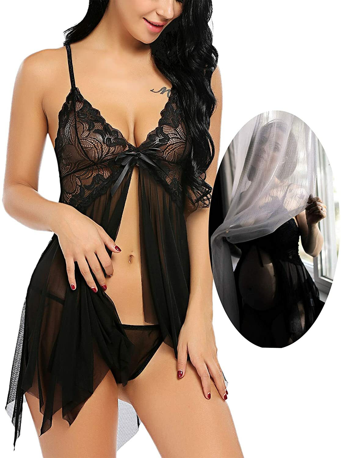 Women's Sexy Lingerie Sleepwear Babydoll Underwear Lace Dress G-String Nightwear