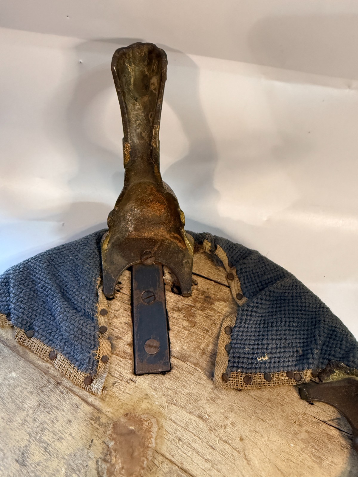 vintage metal legs Needlepoint Footstool Ottoman