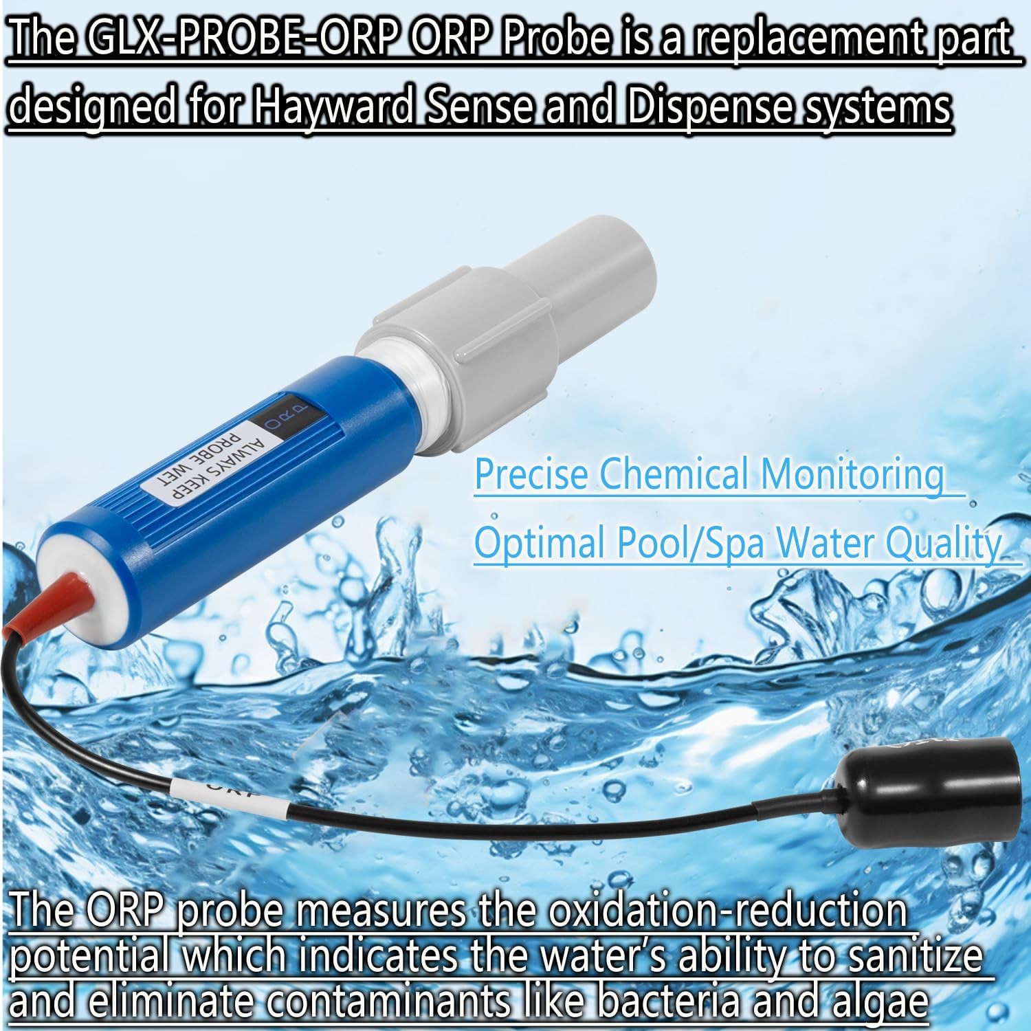 For Hayward Sense and Dispense ORP Probe PH Probe GLX-Probe-ORP or GLX-Probe-PH