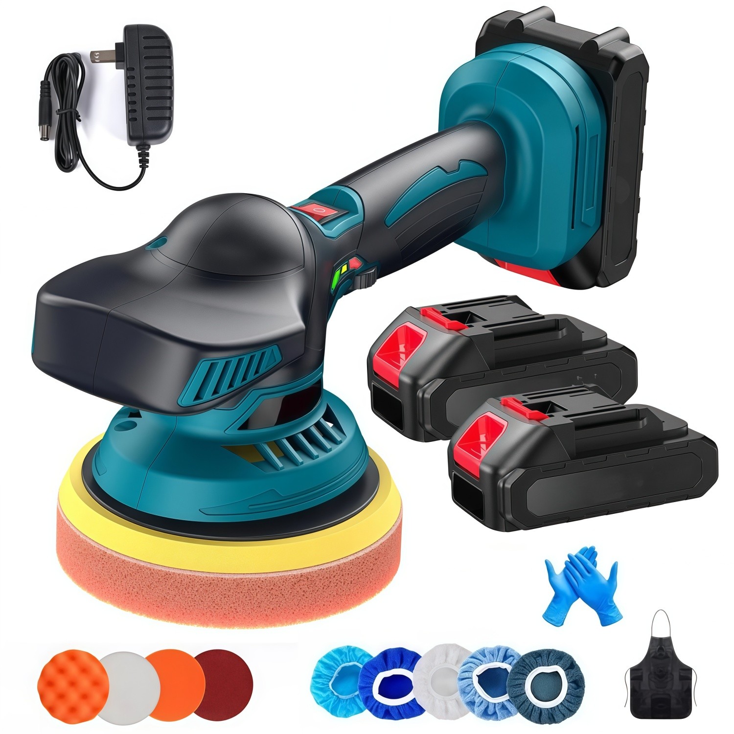 Dual Action Car Polisher Buffer Machine Cordless 6" Sander Polishing Kit Battery
