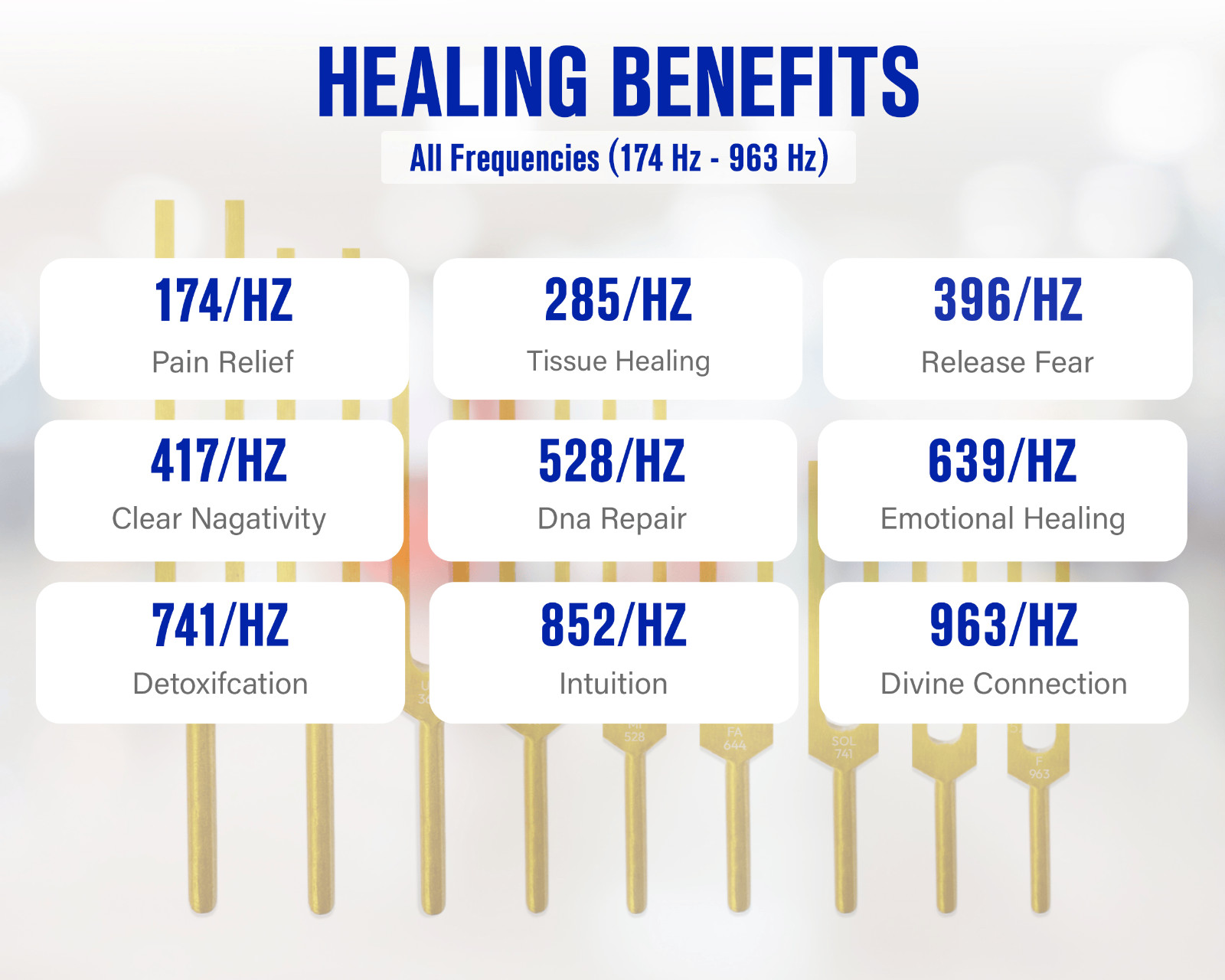 Solfeggio Chakra Tuning Fork Set of 9 Sound Healing, Meditation & Energy Balance