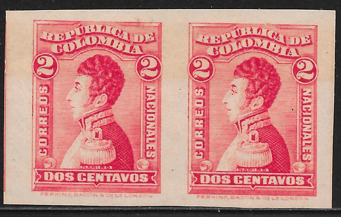Colombia stamps 1917 YV 211 imperf PROOF Pair MNH VF