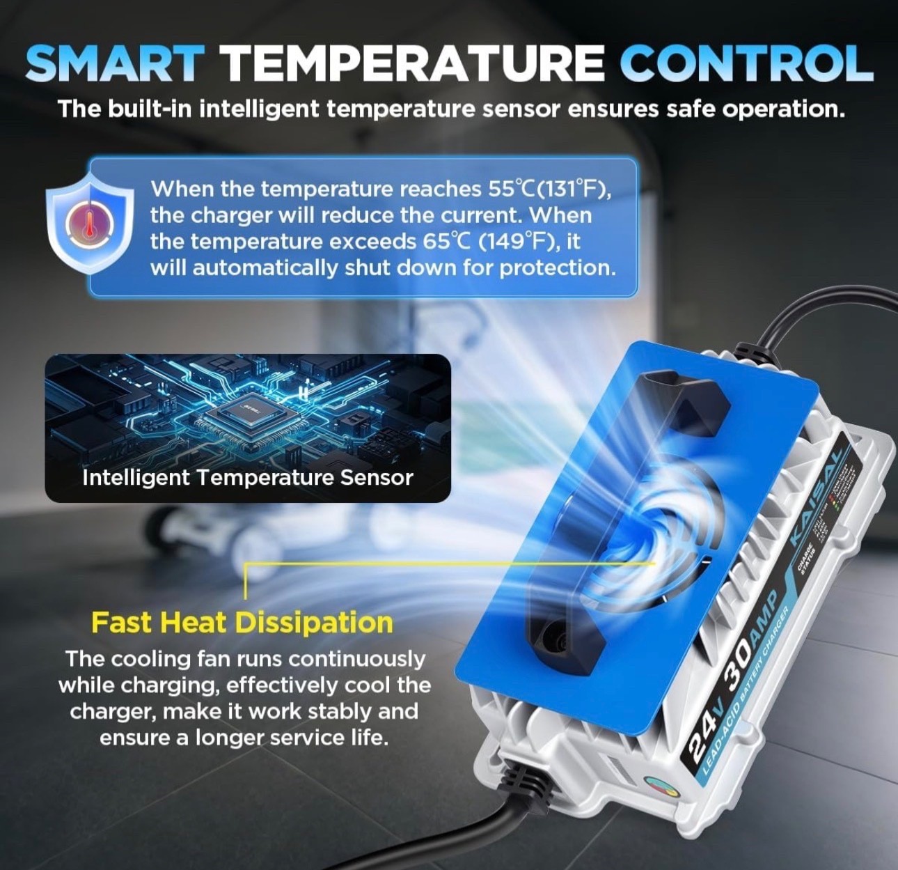 24V 30A Scissor Lift Lawn Mower 1250W Forklift Battery Charger IP67 Waterproof