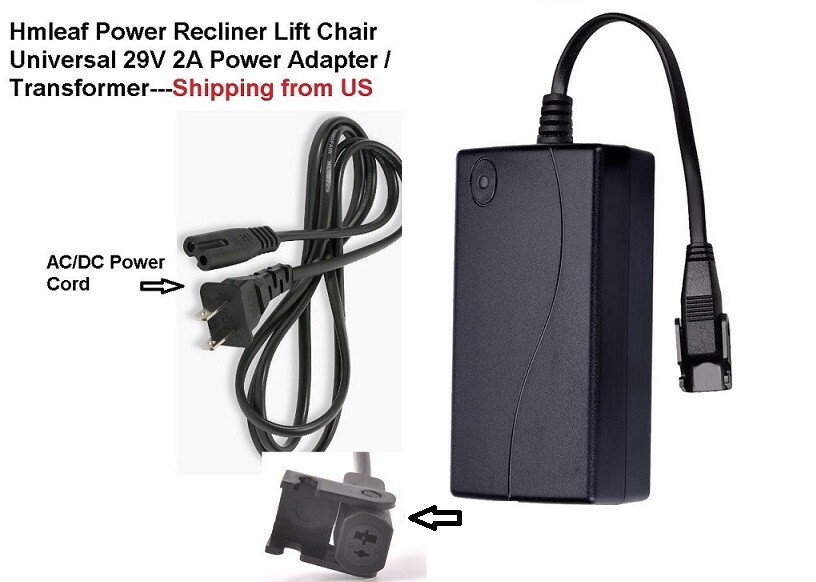 Universal Power Cord for Recliner Chair 2Pin Power Adapter for Lift Chair Ashley
