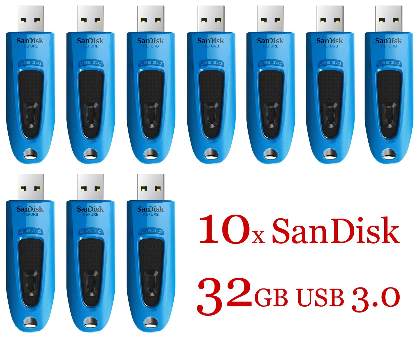 SanDisk 32GB LOT 10x ULTRA USB 3.0 flash drive SDCZ48-032G 32 GB read 100 MB/s B