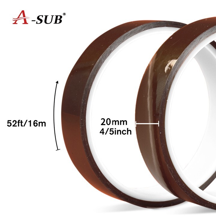 5 Rolls Polyimide High Temperature Tape Heat Resistant Kapton 10mm, 20mm,25mm