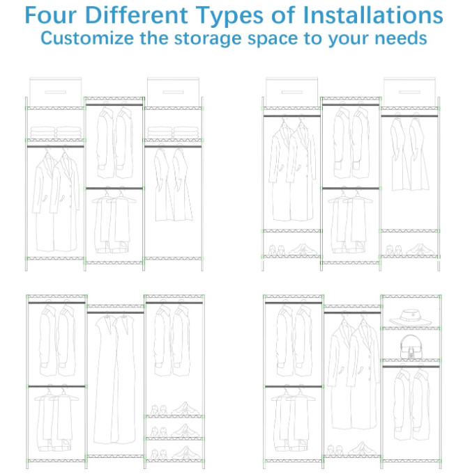 Perchero portátil de alta resistencia con funda negra, armario independiente aju