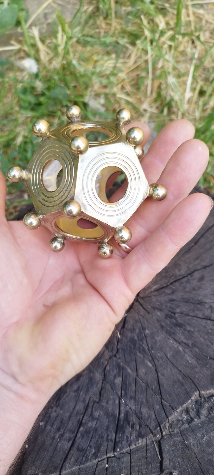 Handmade bronze Roman dodecahedron