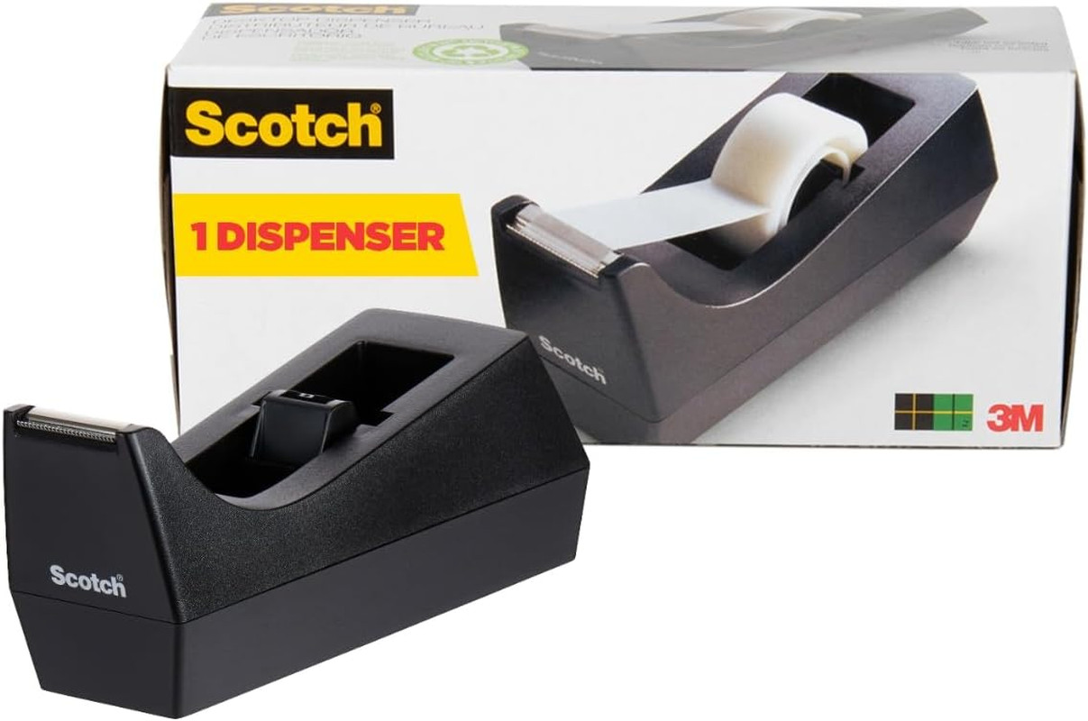 Scotch Desktop Tape Dispenser, Black, Compatible with Magic Tape and More