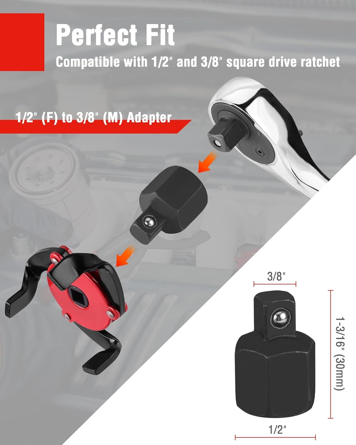 WORKPRO 2PCS Oil Filter Wrench 12" Adjustable Plier 3-Jaw Universal Removal Tool