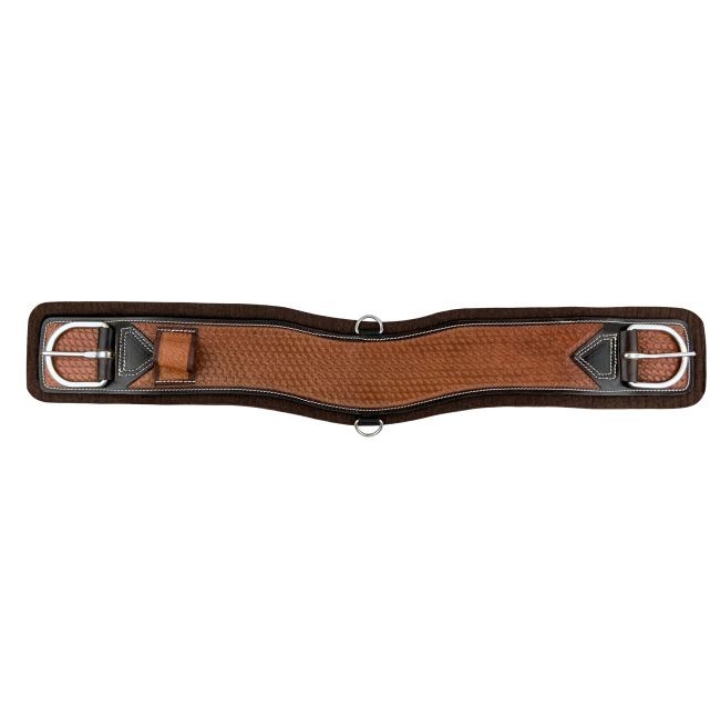 Showman Basketweave Tooled Felt Bottom Western Cinch Contoured Shape Horse Tack