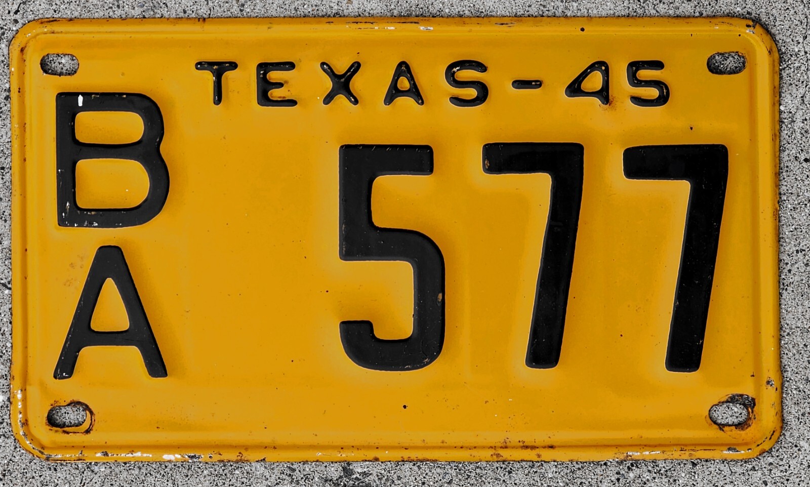 1945 Texas License Plate Single Car Plate Year Original Paint Collin DMV Clear
