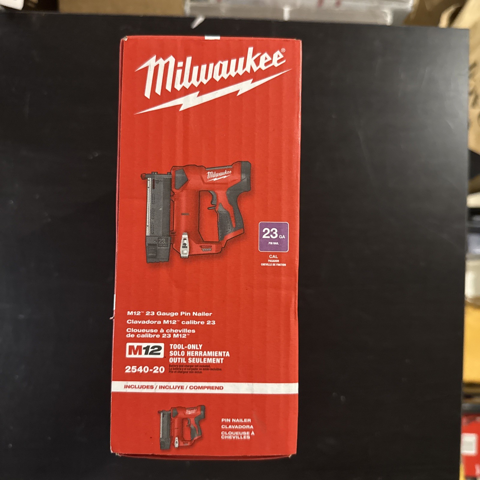 Milwaukee 2540-20 M12 12V 23 Gauge Compact Cordless Pin Nailer - Tool Only New