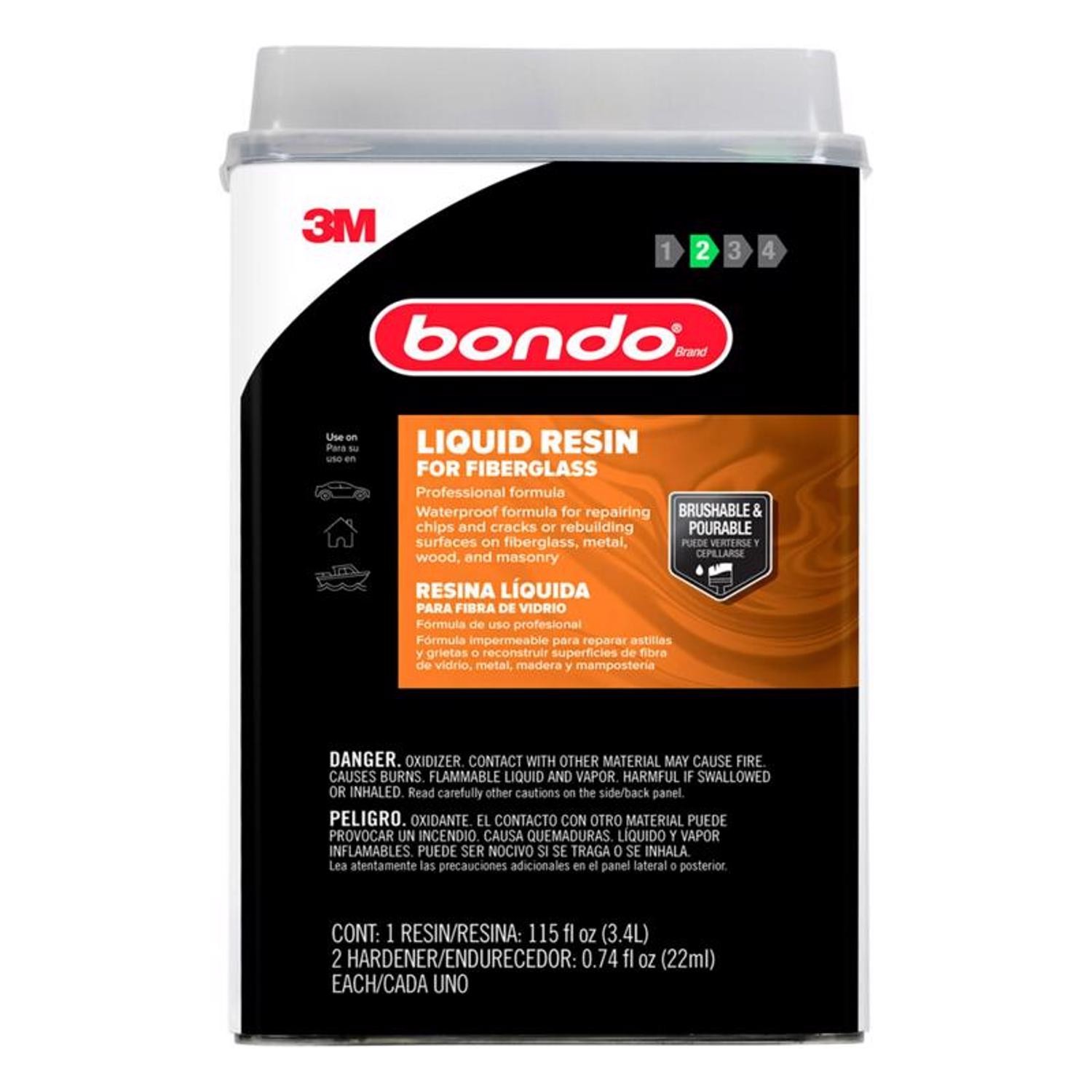 Bondo Waterproof Fiberglass Resin 0.9 gal with Liquid Hardener