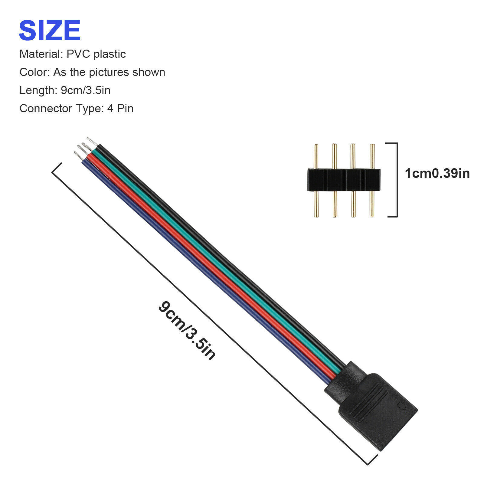 20/40PCS 4PIN Male/Female Connector Wire Cable For 5050 3528 RGB LED Strip Light