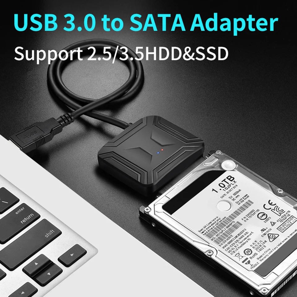 USB 3.0 to SATA External Hard Drive Reader 2.5" 3.5" HDD SSD Power adapter