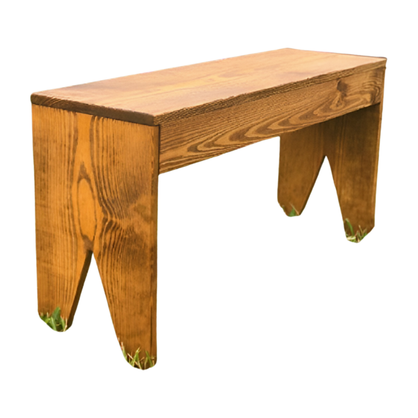 Rustic Wood Bench Solid Wood Top Brown With Polyurethane Clear Coat