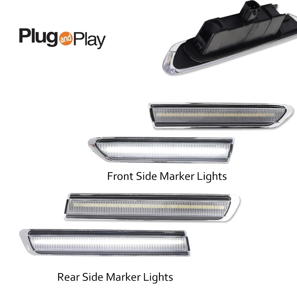 For 2004-2008 Acura TL Clear Front+Rear White LED Side Marker Lights Lamps 4PCS