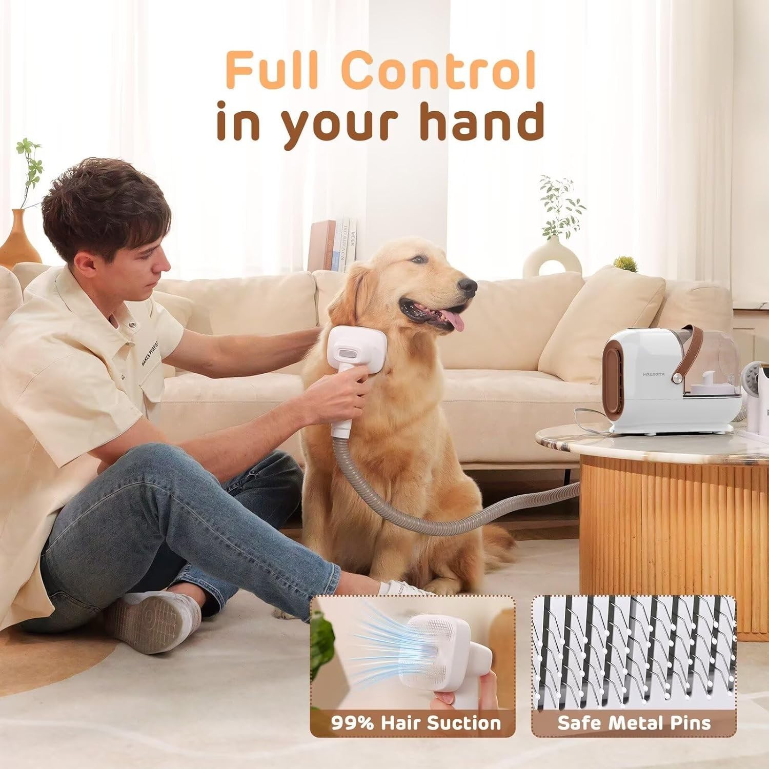 Dog Grooming Vacuum Kit – 3L Low Noise Pet Hair Vacuum w/ 7 Tools, Clipper