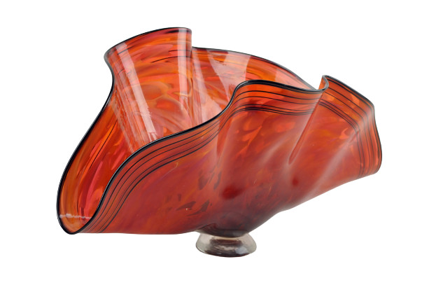 MERIDIAN STREET Art Glass Taco Shell Red/Salmon Hand Blown by John McDonald New